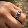 stonehenge ring handmade and handcrafted with traditional hand tools and techniques from a recycled silver coin