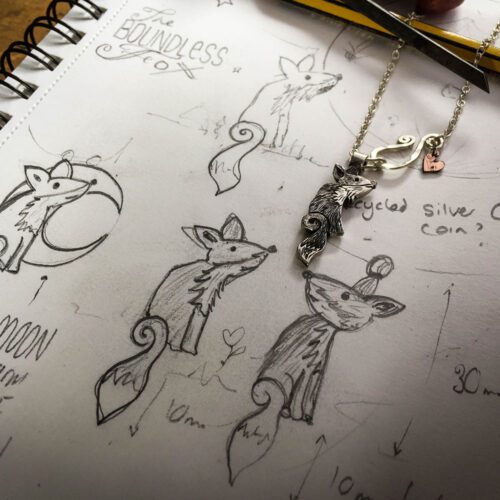 Fox jewellery - handmade using traditional tools and techniques reusing 100 year old sterling silver coins