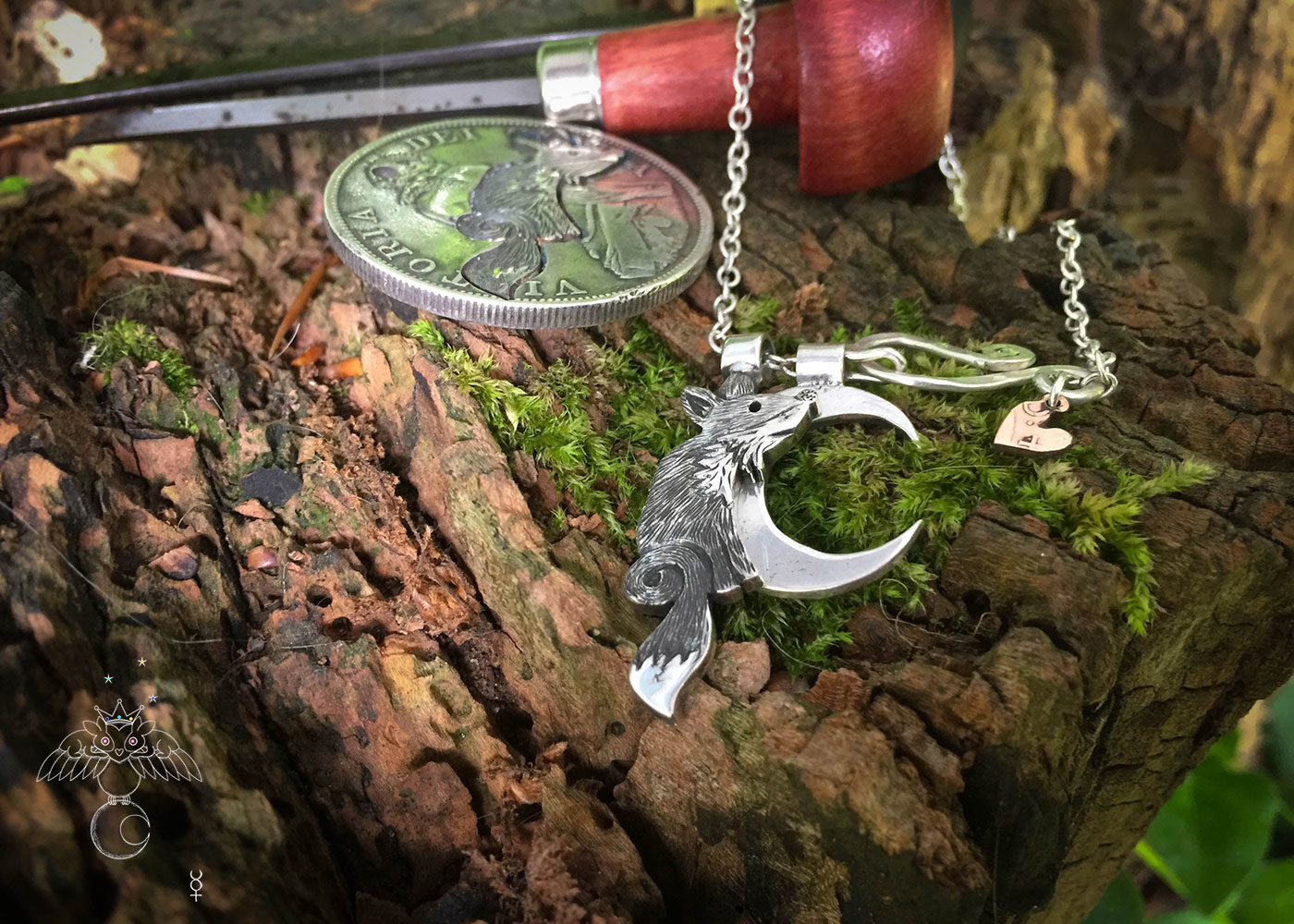 Fox jewellery - handmade using traditional tools and techniques reusing 100 year old sterling silver coins