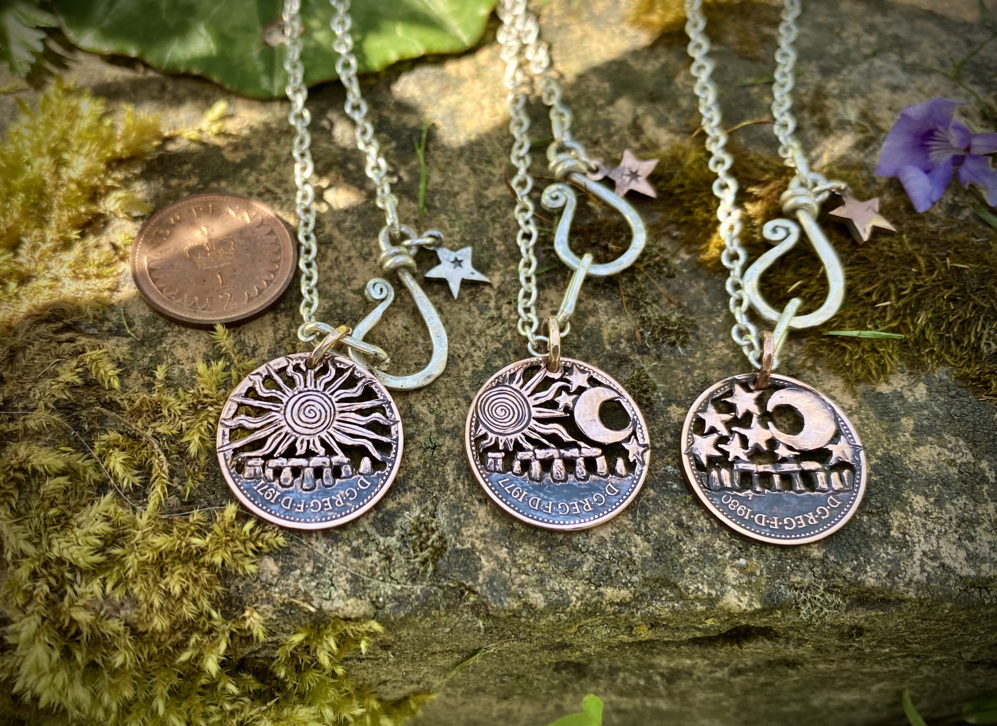 stonehenge solstice coin necklace