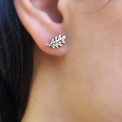 Acorn and oak leaf earrings - handmade and recycled sterling silver shilling