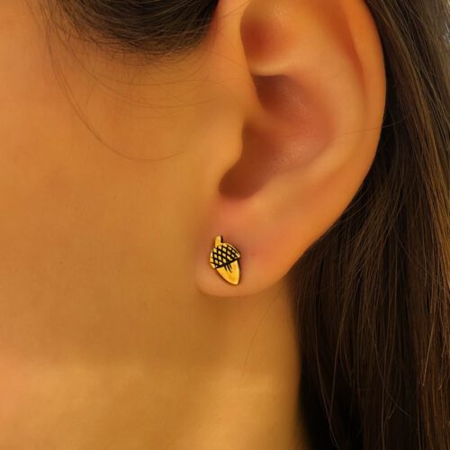 Acorn and oak leaf earrings - handmade and recycled sterling silver shilling