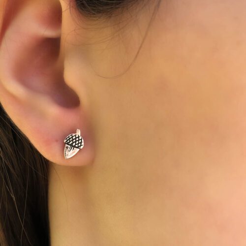 Acorn and oak leaf earrings - handmade and recycled sterling silver shilling