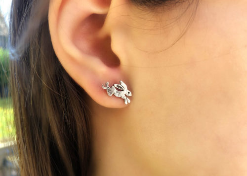 Magical hare earrings - handmade and recycled sterling silver shillings