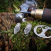 Barn owl earrings - handcrafted and recycled sterling silver shilling.