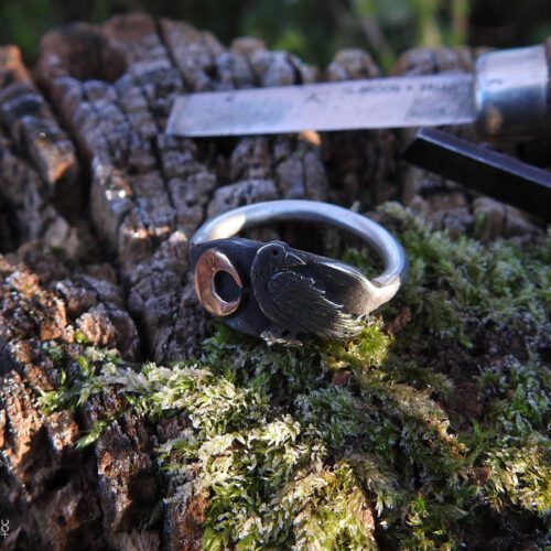 Raven ring – handmade and recycled sterling silver.