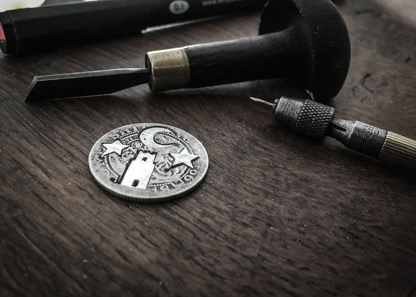 Glastonbury Tor earrings - handcrafted using traditional hand tools and techniques.  Handmade from recycled silver shillings.