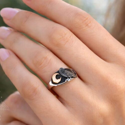 Raven ring – handmade and recycled sterling silver.