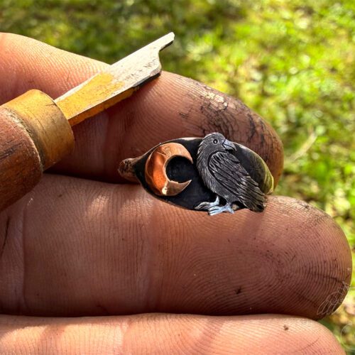 Raven ring – handmade and recycled sterling silver.