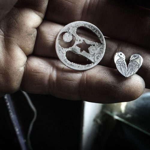 owl earrings - handcrafted and recycled sterling silver shilling.