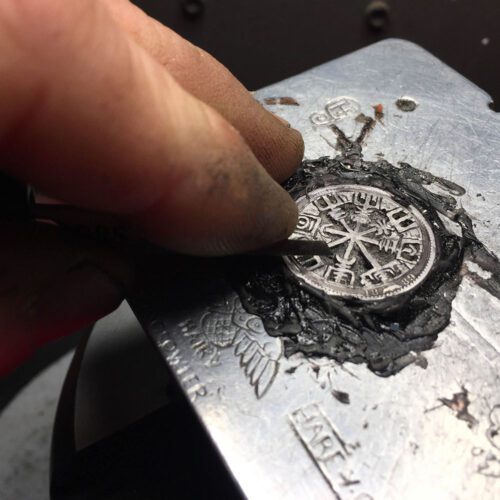 Vegvisir necklace - Recycled 100 year old silver shilling coin