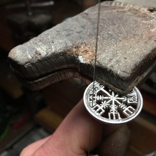 Vegvisir necklace - Recycled 100 year old silver shilling coin