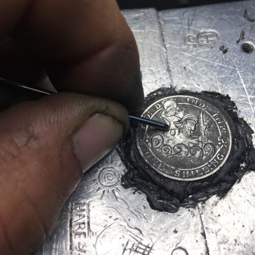 saint christopher necklace handmade and recycled silver coin