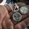 saint christopher necklace handmade and recycled silver coin