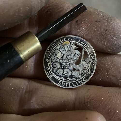St Christopher safe travels silver shilling necklace