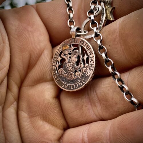 handmade and ethical St Christopher necklace made in England