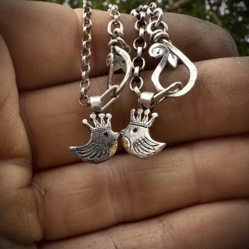 lovely bird necklace pendants made from silver and gold