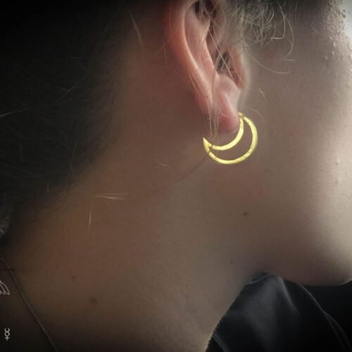 Moon earrings - Twinkling luminaries stud earrings handcrafted and recycled from a 100 year old silver shilling. 