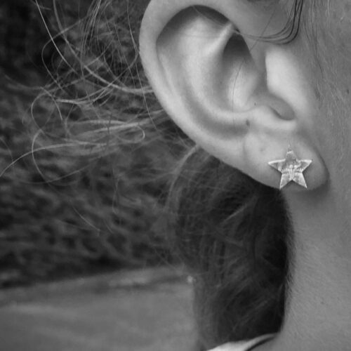 Star earrings handcrafted and recycled silver shilling earrings