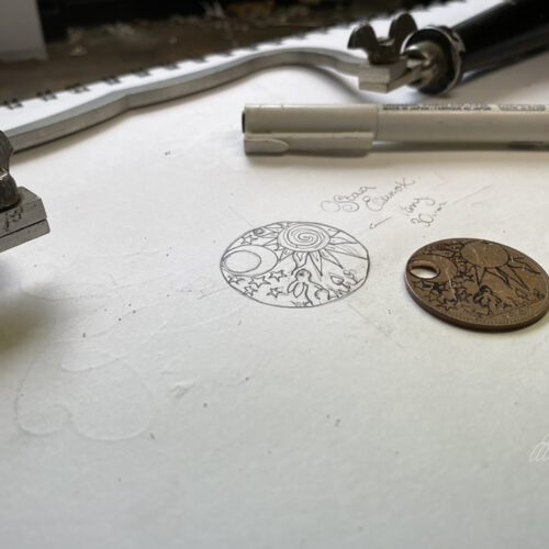 Ostara equinox necklace pendant handmade and recycled penny coin