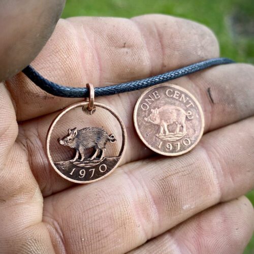 birthday boar coin necklace