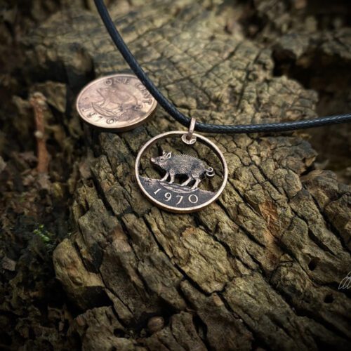 birthday boar coin necklace