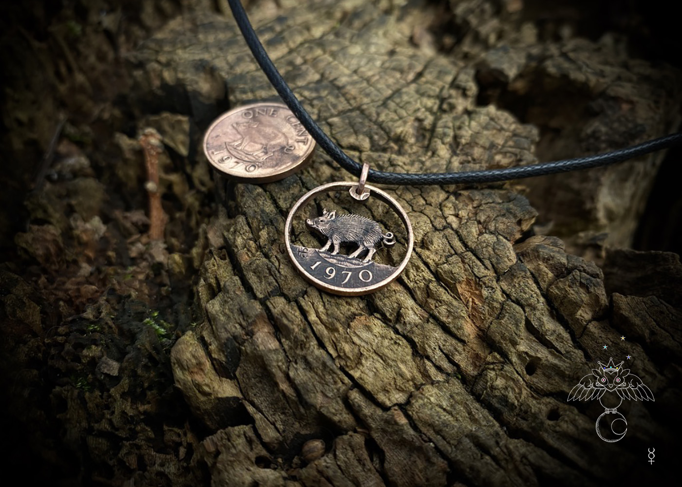 birthday boar coin necklace