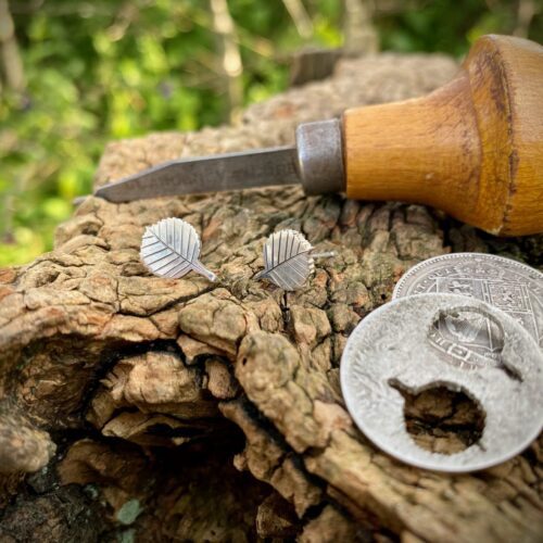 Alder leaf stud earrings
