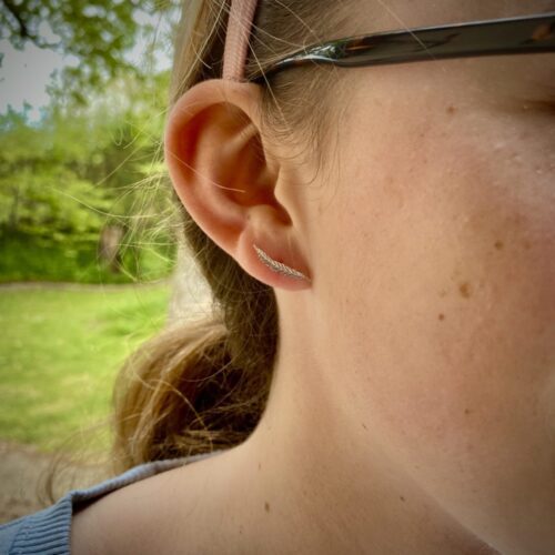 willow tree leaf earrings handmade hand crafted and recycled silver coin jewellery
