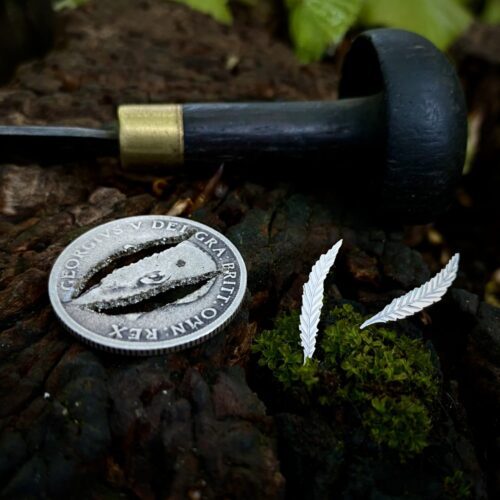 willow tree leaf earrings handmade hand crafted and recycled silver coin jewellery
