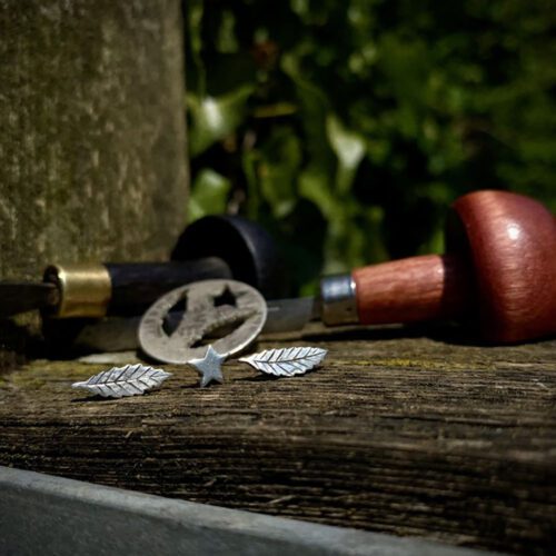Ash Leaf Stud Earrings