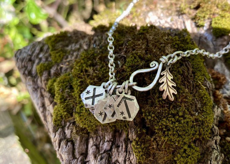 Silver Chain Runes rune charm silver coin necklace - Hairy Growler