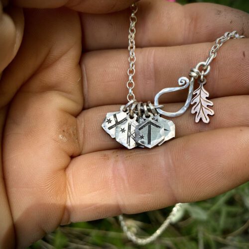 Ansuz the Rune of truth, wisdom and insight. Handcrafted and recycled silver coin