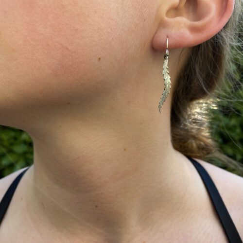 Willow Tree jewellery - Willow leaf earrings handcrafted and recycled from silver shillings. 