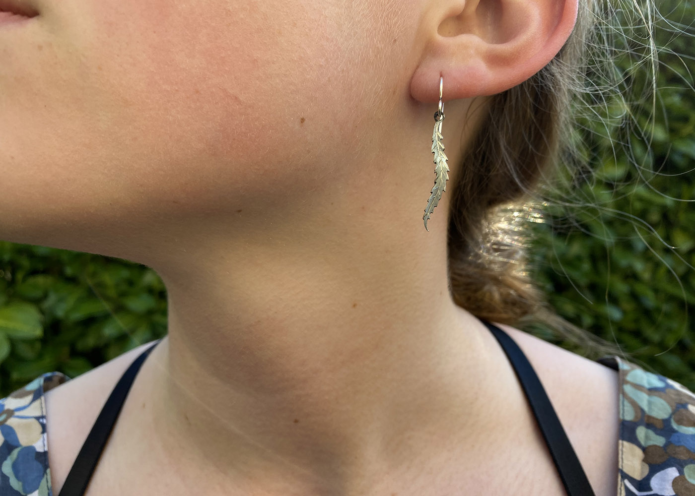 Willow Tree jewellery - Willow leaf earrings handcrafted and recycled from silver shillings. 