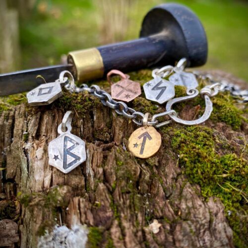 22ct gold recycled rune symbol necklace pendant