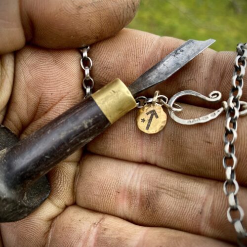 22ct gold recycled rune symbol necklace pendant