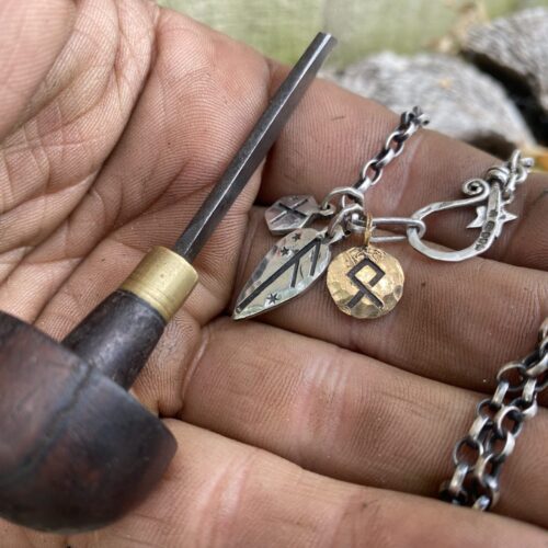 Silver handmade celtic viking Northern European rune symbol bracelet