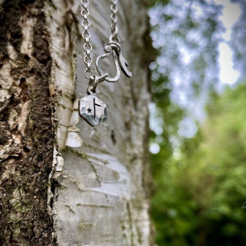 Ogham Rune silver coin necklace - handmade and recycled