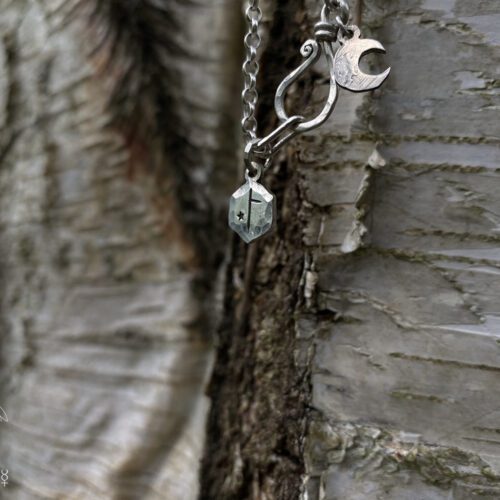 Ogham Rune silver coin necklace - handmade and recycled