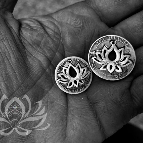 sacred lotus flower coin necklace handmade and ethical jewellery made in England