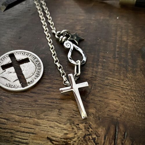 Silver Cross necklace handcrafted from a silver coin