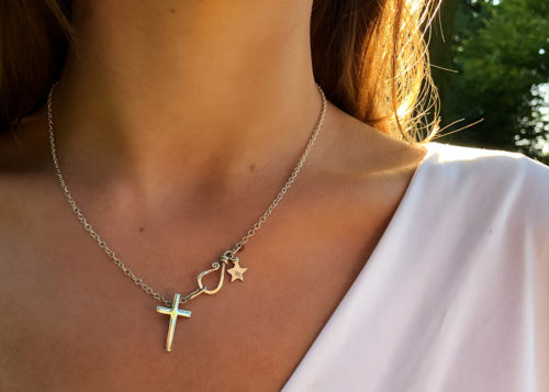 Silver Cross necklace handcrafted from a silver coin