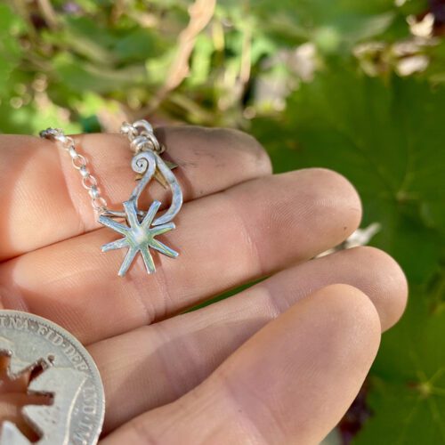 Double Cross silver coin necklace