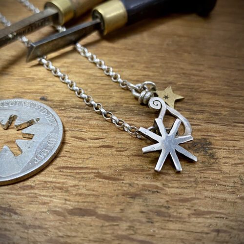 Double Cross silver coin necklace