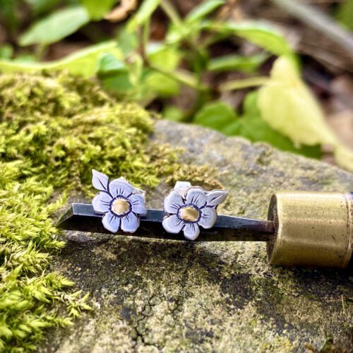 Forget me knot earrings - handmade and recycled sterling silver florin coin.