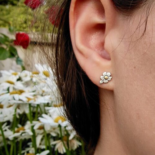 Forget me knot earrings - handmade and recycled sterling silver florin coin.