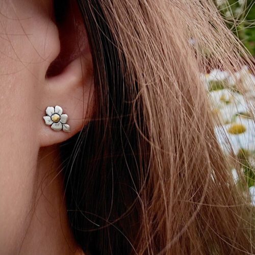 Forget me knot earrings - handmade and recycled sterling silver florin coin.