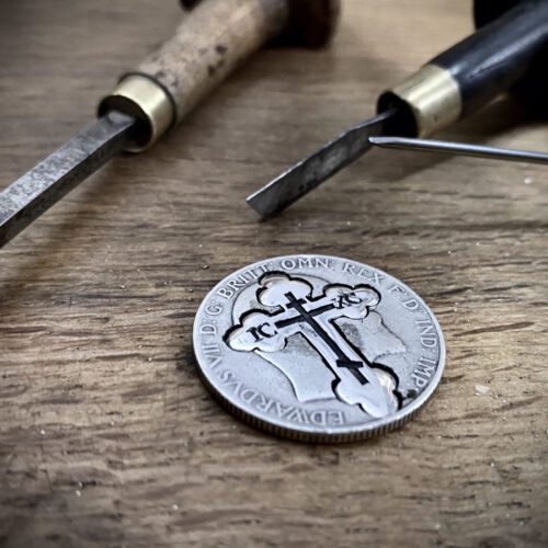 orthodox cross handmade and recycled silver coin