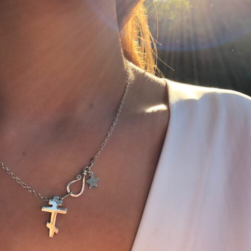 IC XC NIKA cross handcrafted and recycled silver coin